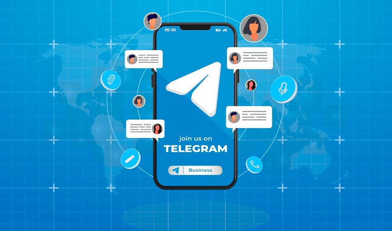 Telegram marketing for businesses on a smartphone